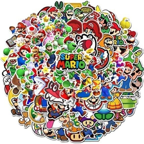LOT of 100 Random Vinyl Super Mario Stickers - Picture 1 of 9